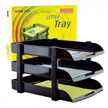 ALFAX 2090 Letter Tray 3Tier Black