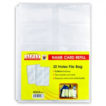 ALFAX NCR14 Name Card Holder Refill 30 Hole 0.08mm 10's
