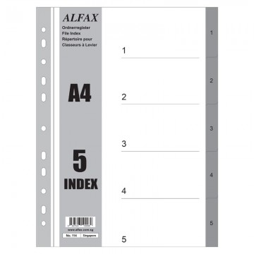 ALFAX 114 PP Grey Divider 1-5 A4