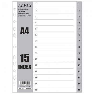 ALFAX 115 PP Grey Divider 1-15 A4