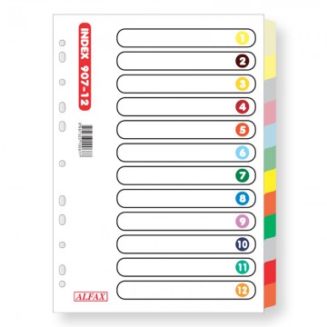 ALFAX 907-12 Paper Divider 12 Colours A4 4's