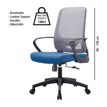 LJ901B Mesh Office Chair Black Blue+Grey