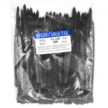 Cable Tie 5x150mm 6" Black 100's