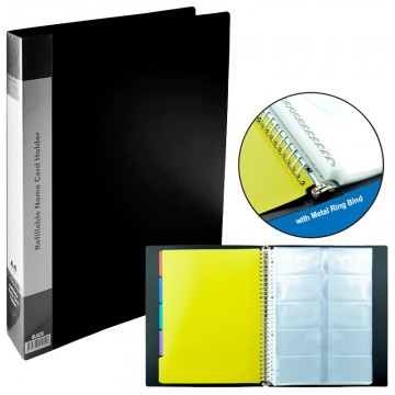 ALFAX NCH230 Name Card Holder Refillable 30 Holes A4 Black