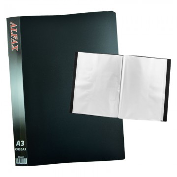 ALFAX CH20A3 Clear Holder 20 Pockets A3 Black