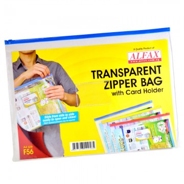 ALFAX F56 Transparent Zip Bag A4 Blue