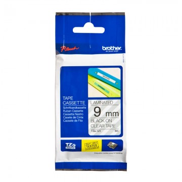 BROTHER TZE121 Labelling Tape 9mm Black on Clear