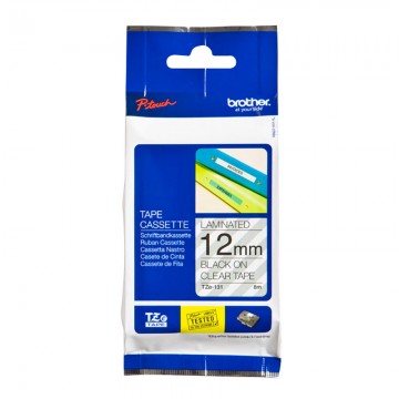BROTHER TZE131 Labelling Tape 12mm Black on Clear