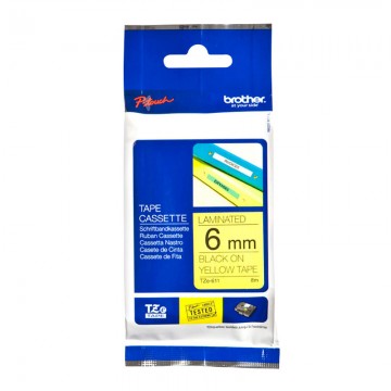 BROTHER TZE611 Labelling Tape 6mm Black on Yellow
