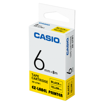 CASIO XR6YW1 Labelling Tape 6MM Black on Yellow