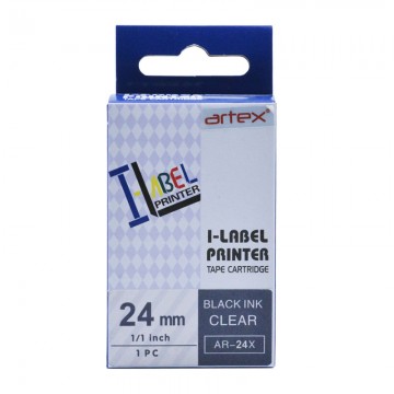 AR24X COMPATIBLE Label Tape for Casio 24mm Black on Clear