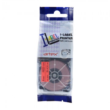 AR6RD COMPATIBLE Label Tape for Casio 6mm Black on Red