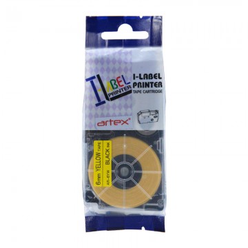 AR6YW COMPATIBLE Label Tape for Casio 6mm Black on Yellow