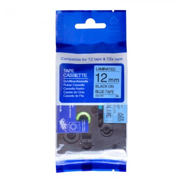 AZE531 COMPATIBLE Label Tape for Brother 12mm Black on Blue