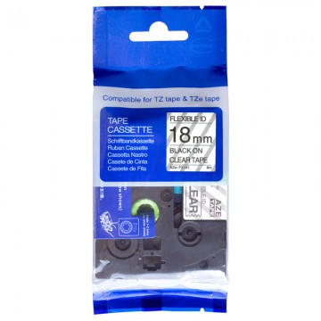 AZEFX141 COMPATIBLE Label Tape for Brother 18mm Black on Clear