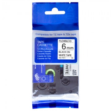 AZEFX211 COMPATIBLE Label Tape for Brother 6mm Black on White