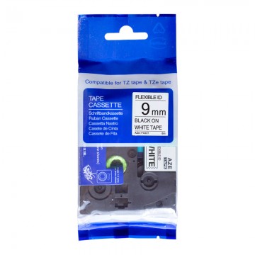 AZEFX221 COMPATIBLE Label Tape for Brother 9mm Black on White