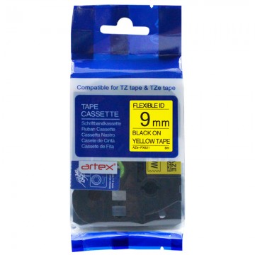 AZEFX621 COMPATIBLE Label Tape for Brother 9mm Black on Yellow
