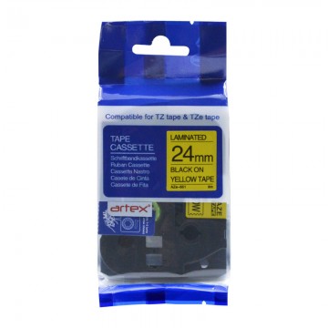 AZE651 COMPATIBLE Label Tape for Brother 24mm Black on Yellow