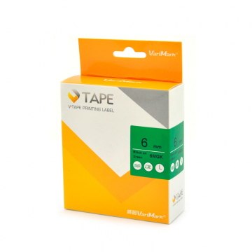 VARIMARK 6MGK Labelling Tape 6mm Black on Green