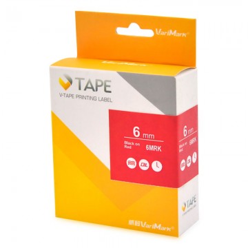 VARIMARK 6MRK Labelling Tape 6mm Black on Red