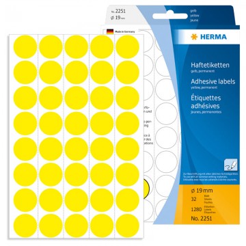 HERMA 2251 Colour Label 19mm 32's Yellow