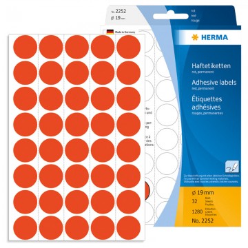 HERMA 2252 Colour Label 19mm 32's Red