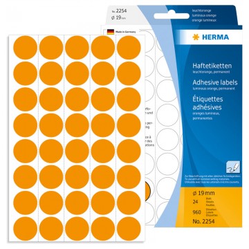 HERMA 2254 Colour Label 19mm 32's Orange