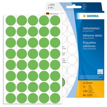 HERMA 2255 Colour Label 19mm 32's Green