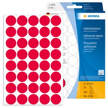 HERMA 2256 Colour Label 19mm 24's Red Lums