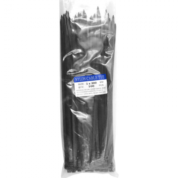 Cable Tie 5x300mm 12" Black 100's