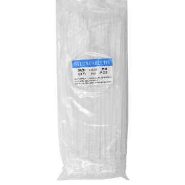 Cable Tie 5x200mm 8" White 100's