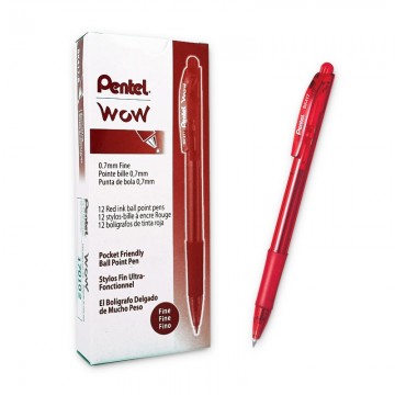 PENTEL BK417 Retractrable Ball Pen 0.7mm Red 12's